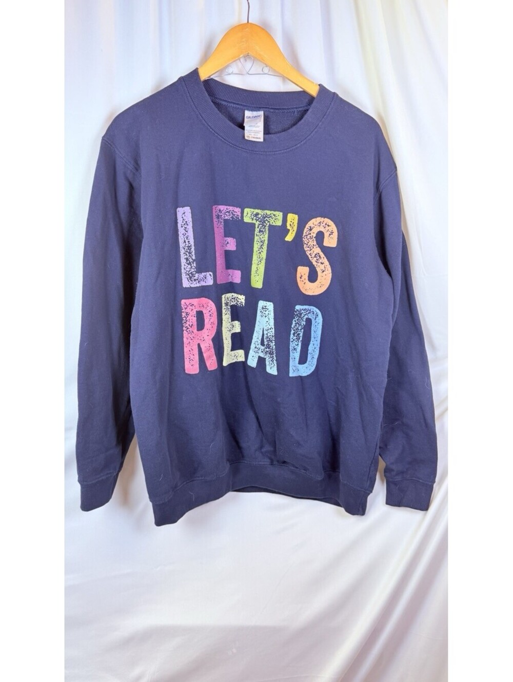 Let’s Read Navy XXL Women’s Sweatshirt Teacher Educator Librarian Hanes